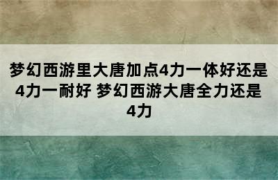 梦幻西游里大唐加点4力一体好还是4力一耐好 梦幻西游大唐全力还是4力